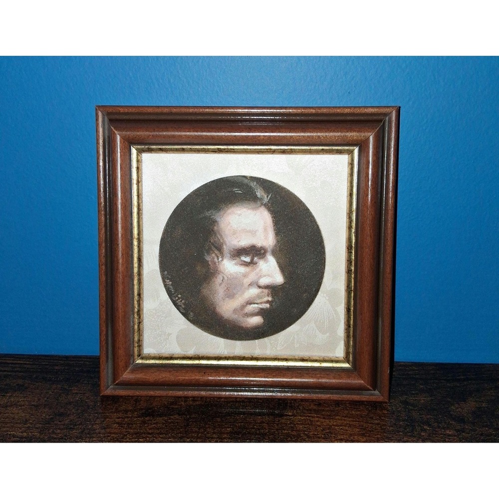Signed Barbara Fister-Liltz Portrait Mini Painting Framed 5.25"